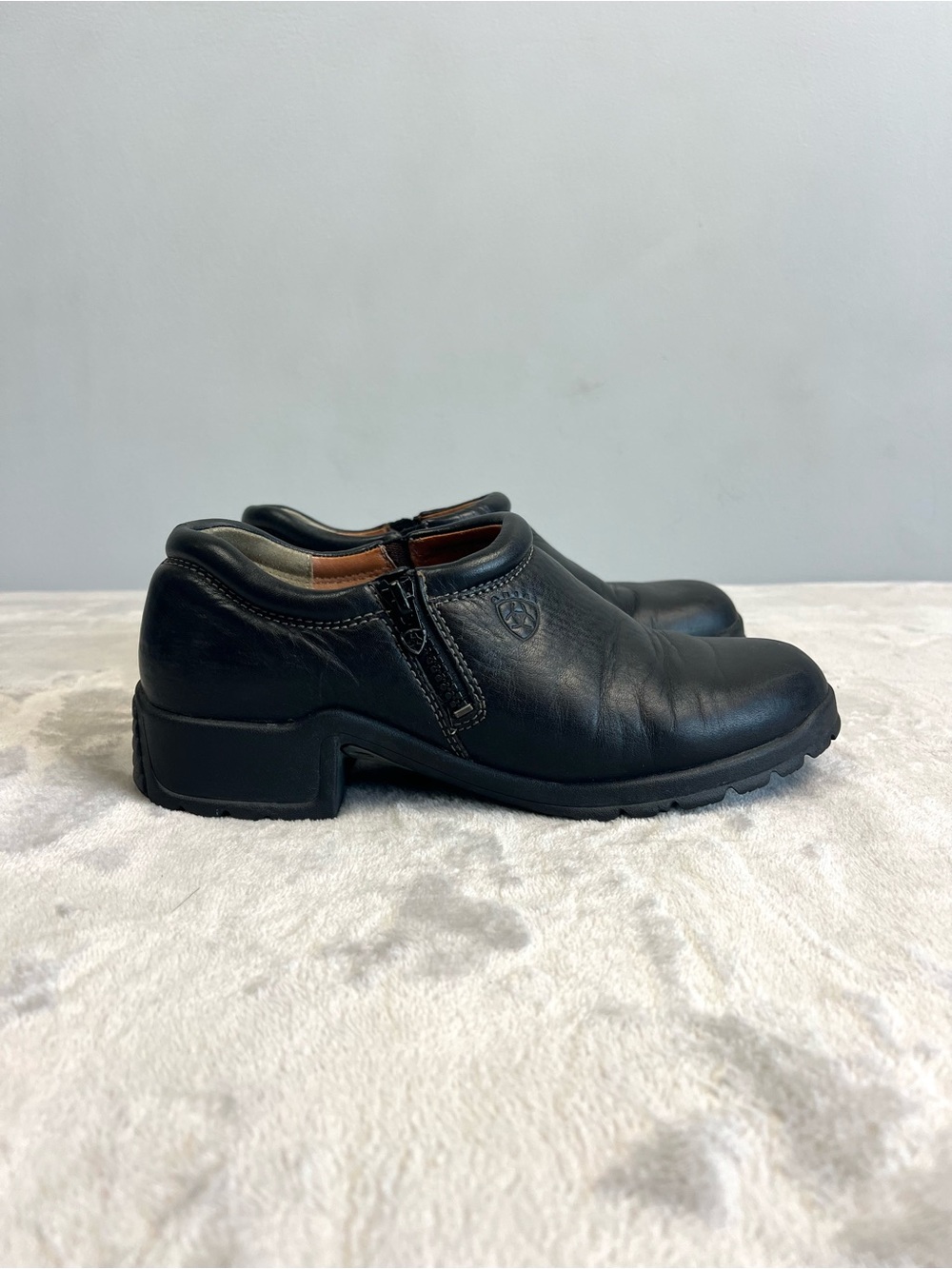 Ariat Haywire ATS Leather Work Shoes Black Slip On Comfort Size 9